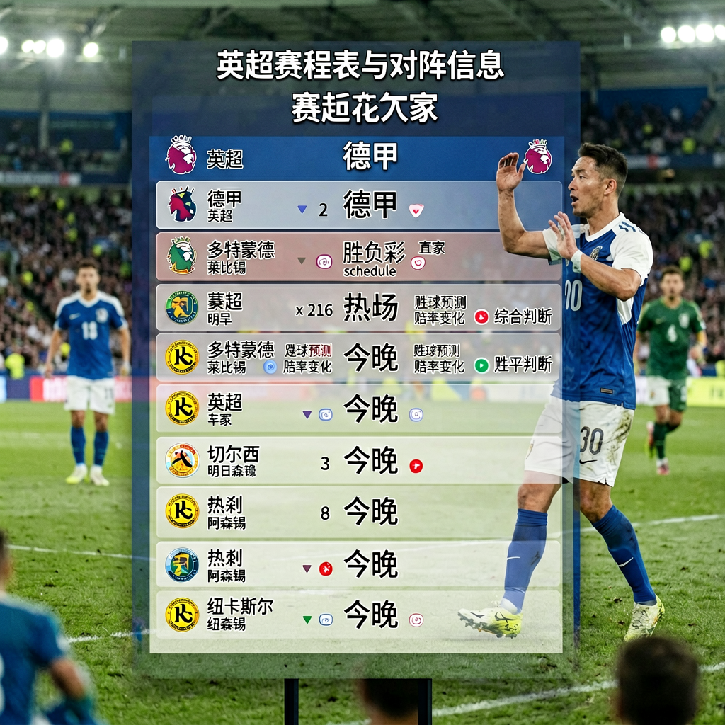 英超赛程表与对阵信息